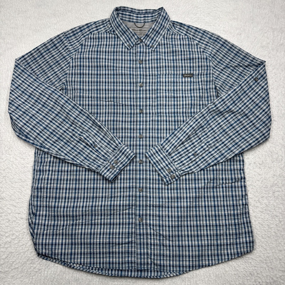 Eddie Bauer‎ Fishing Outdoor Vented Button Up Shirt Long Sleeve Men's Size XL